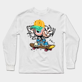 Skateboard boy Graffiti Street Art Style Long Sleeve T-Shirt